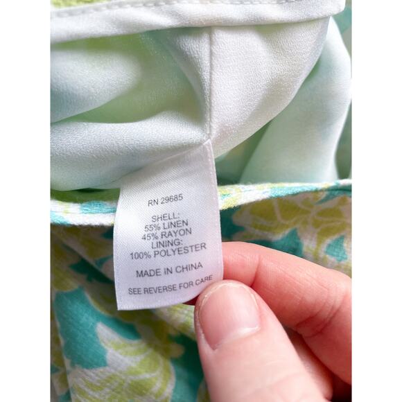 Women's Vintage Pendleton Linen Blend Aqua and Lime Green Skirt Size 14 - Picture 5 of 8